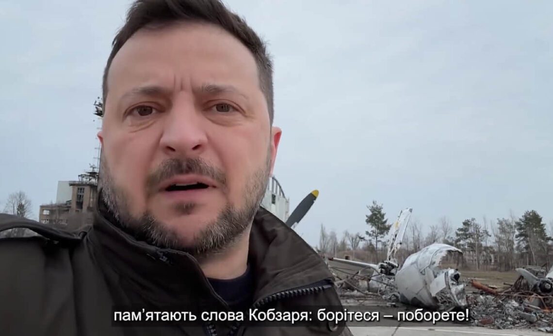 Zelenskyy addresses Ukrainians from Hostomel on the anniversary of the large-scale war – video