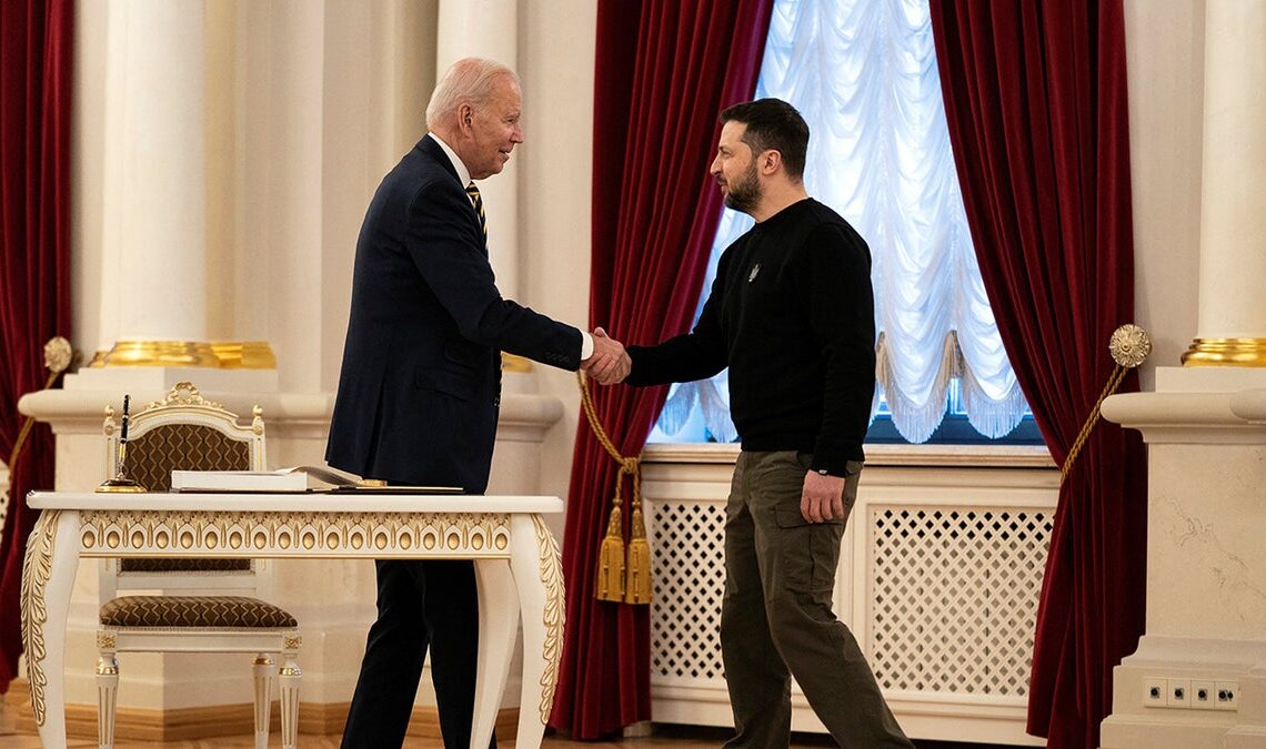 Ukraine's President Volodymyr Zelenskiy and U.S. President Joe Biden