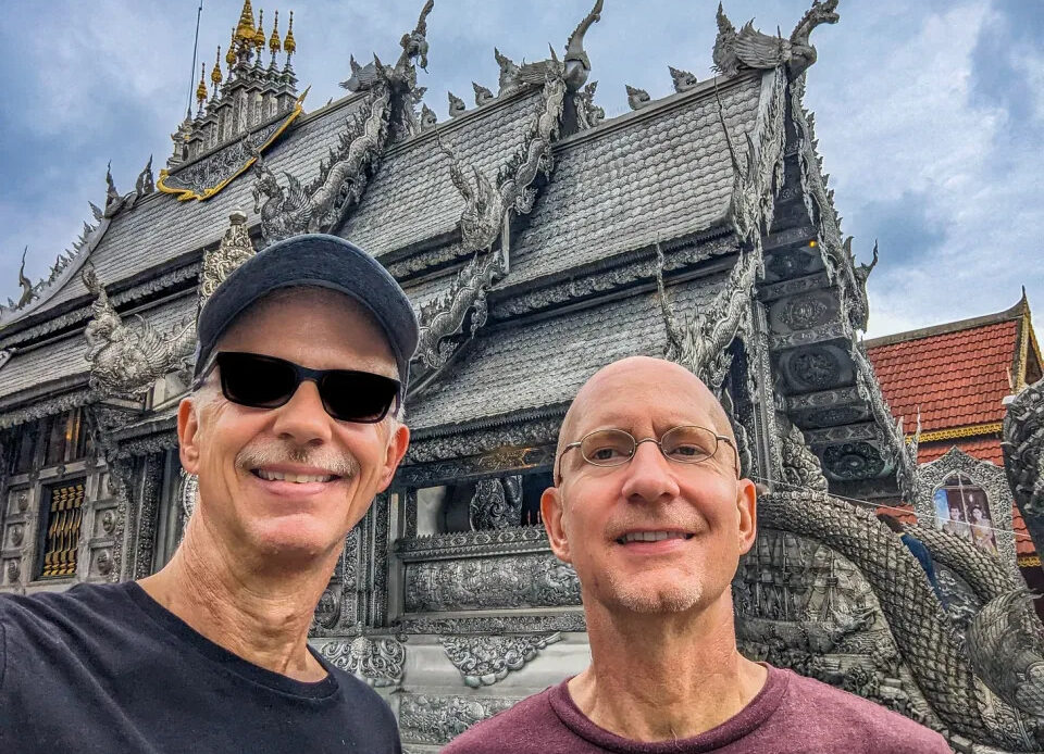 Brent and Michael in front of the Silver Temple