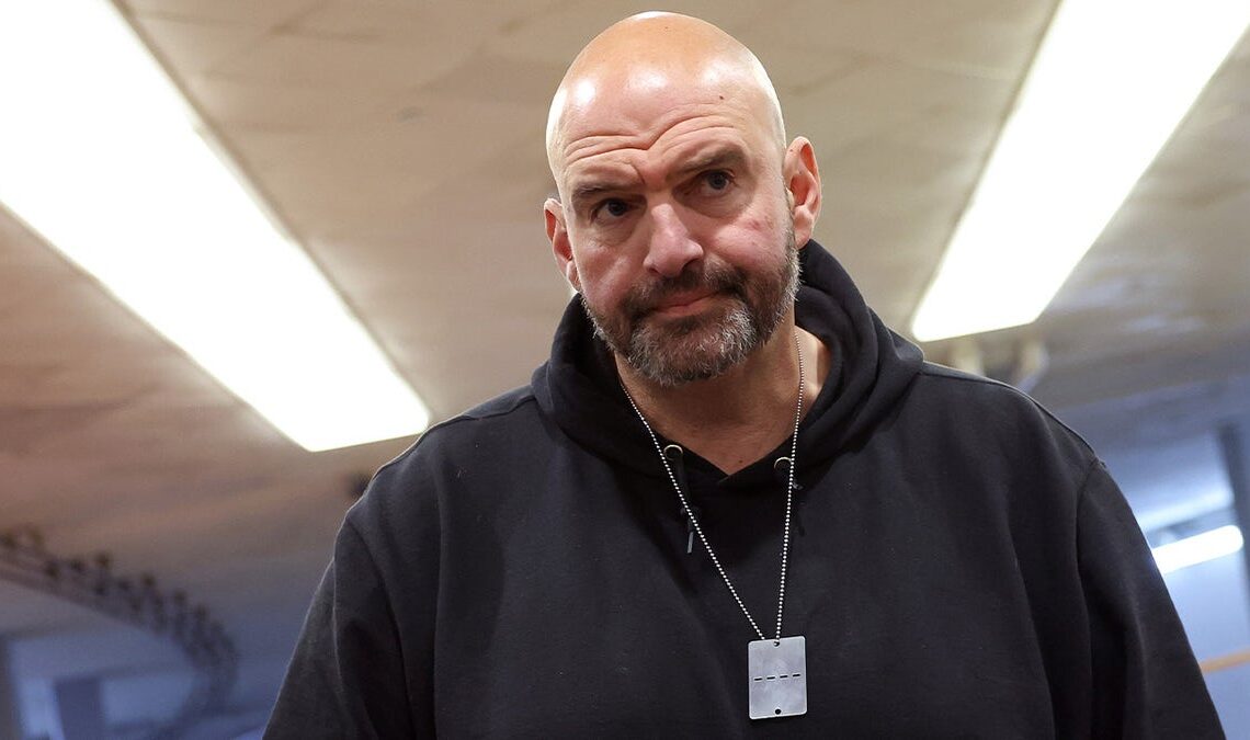 Fetterman in a black hoodie