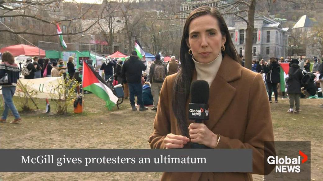 Click to play video: 'Encampment protesters at McGill University say they’re staying put despite ultimatum'