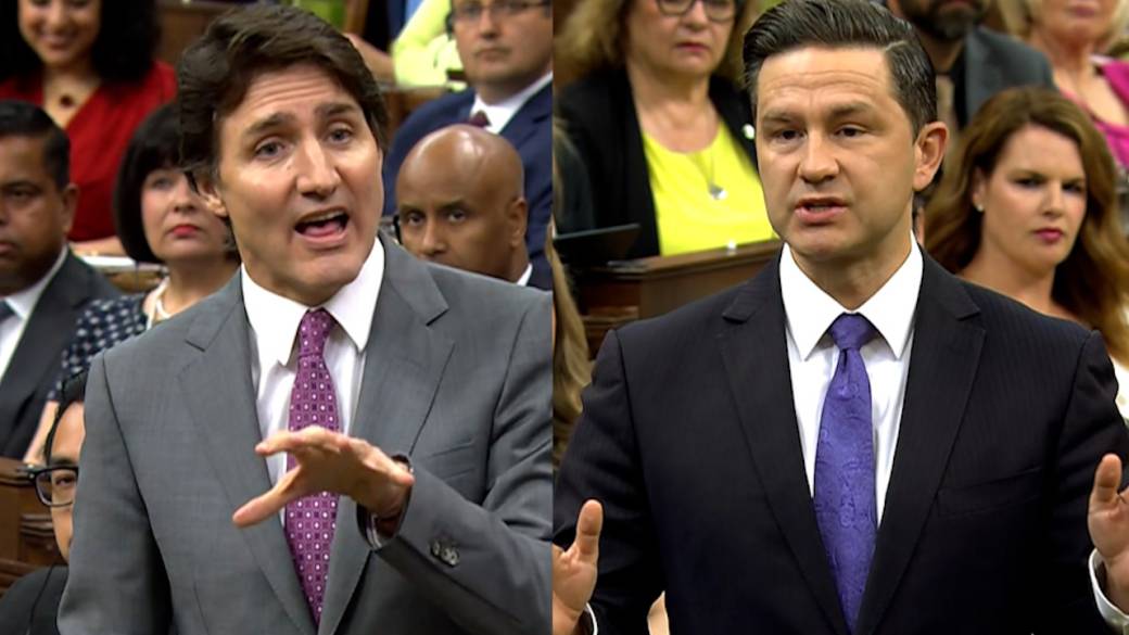 Click to play video: 'Trudeau, Poilievre debate affordability, carbon tax: ‘Why are Canadians so hungry?’'