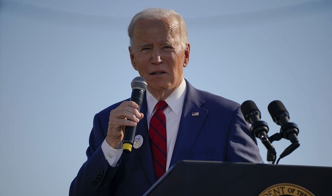 Biden speaks at an event near the Edmund Pettus Bridge in Selma, Alabama