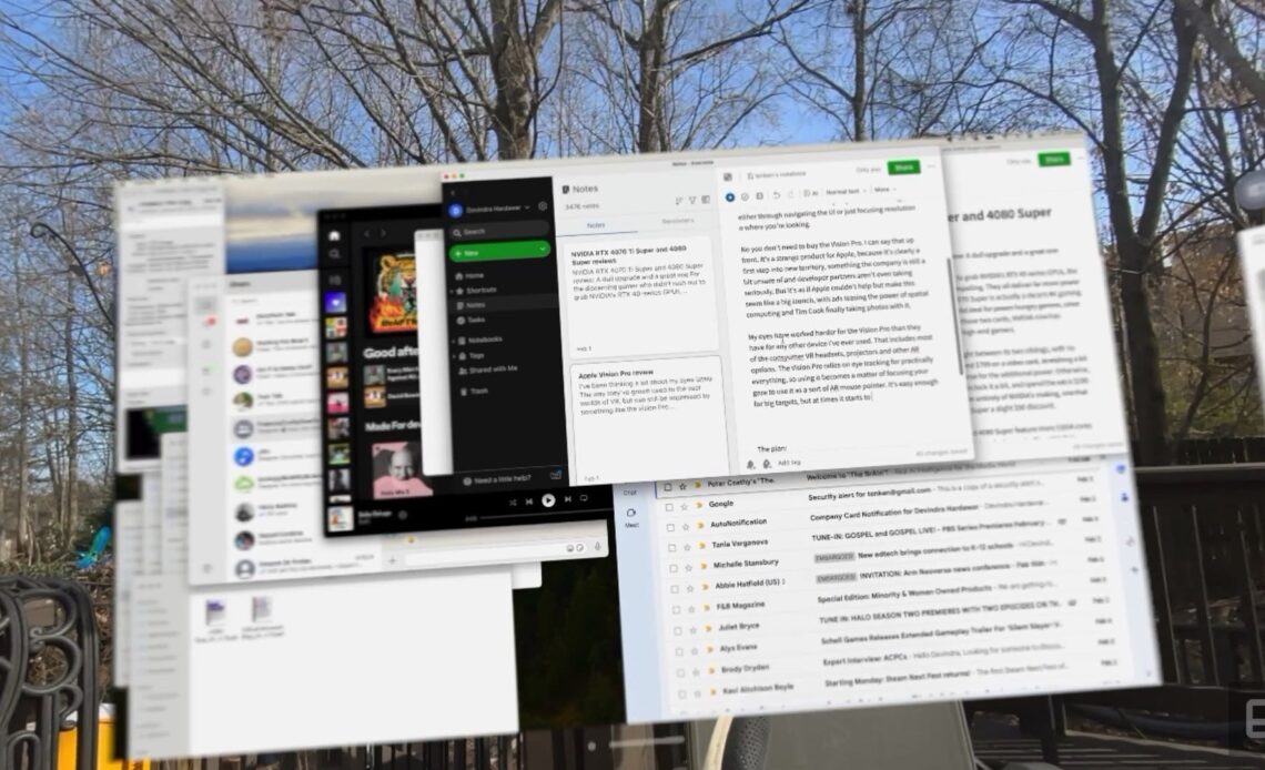 A Mac desktop on the Vision Pro