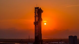 SpaceX's giant Starship rocket on the pad at Starbase, the company's site in South Texas, in June 2024 ahead of a planned test flight.