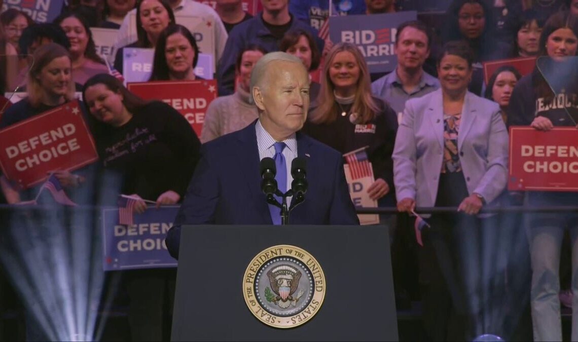 Biden speaks at a rally in Virginia