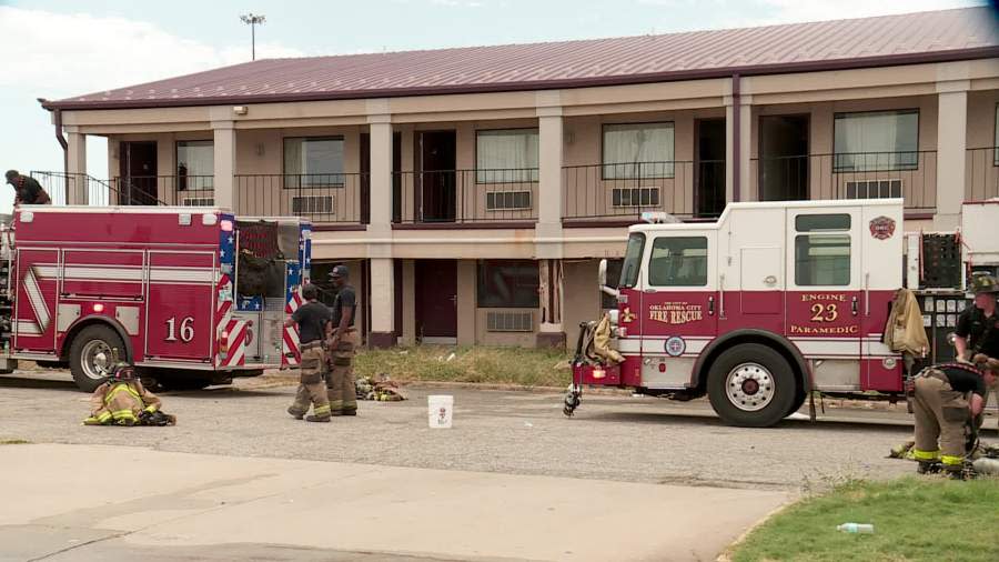 Motel fire near I-35 and SE 66th Street. Photo courtesy KFOR.