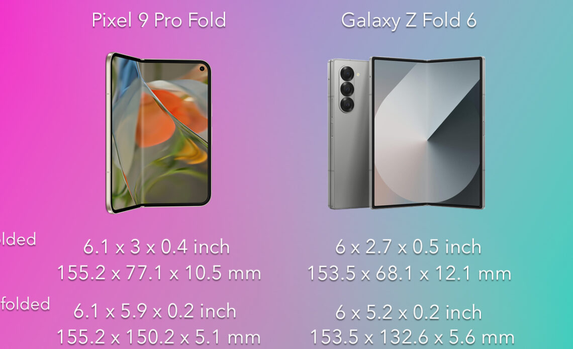 Side-by-side visual showing dimensions for the two foldable phones.