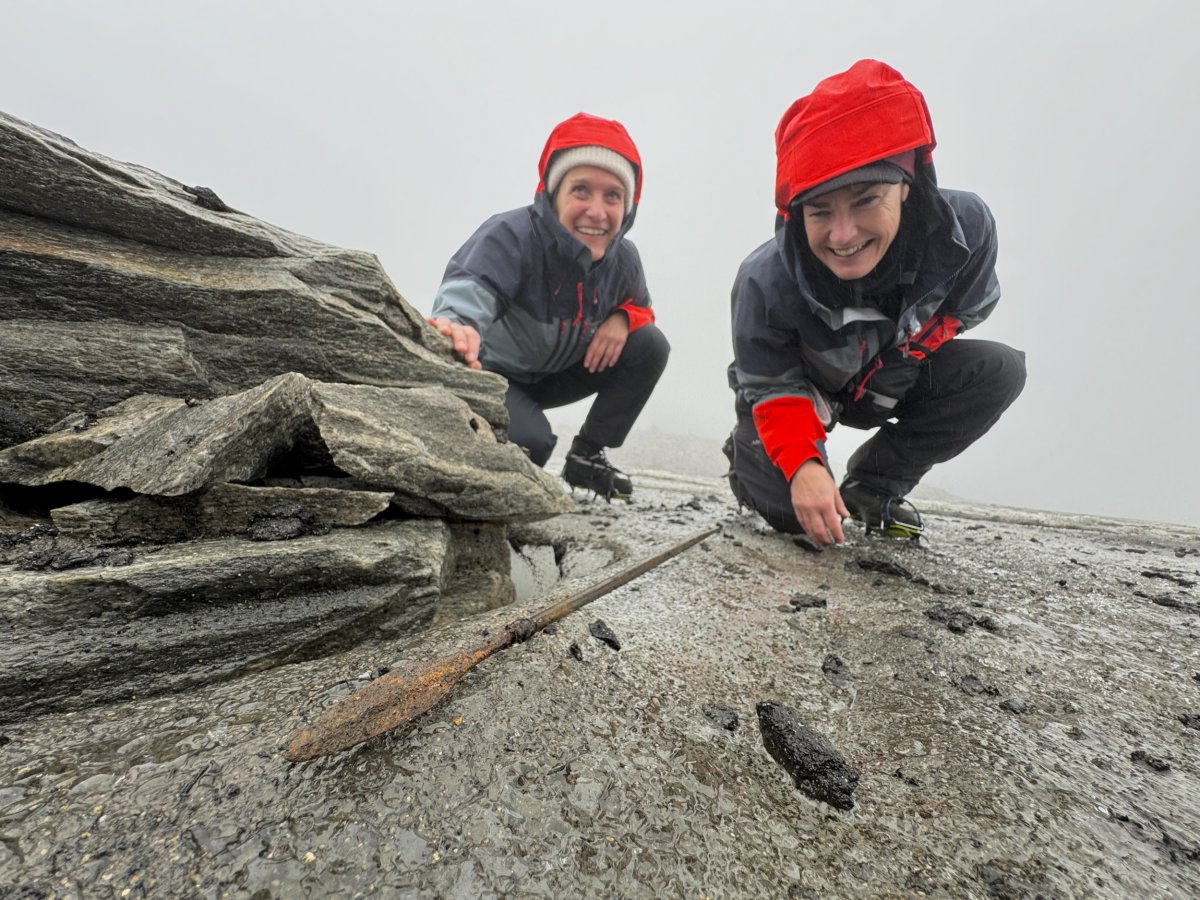 1300-year-old arrow on glacial ice in Norway.