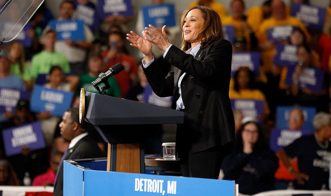 Vice President Kamala Harris holds a rally in Detroit, Michigan