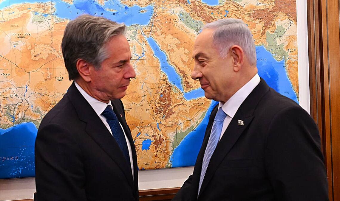 Antony Blinken shaking PM Netanyahu's hand