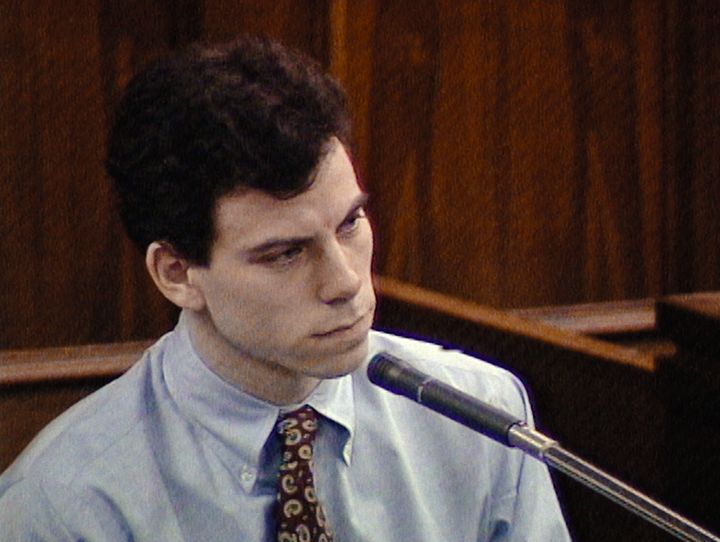 Erik Menendez takes the stand in a moment from the Netflix documentary "The Menendez Brothers."