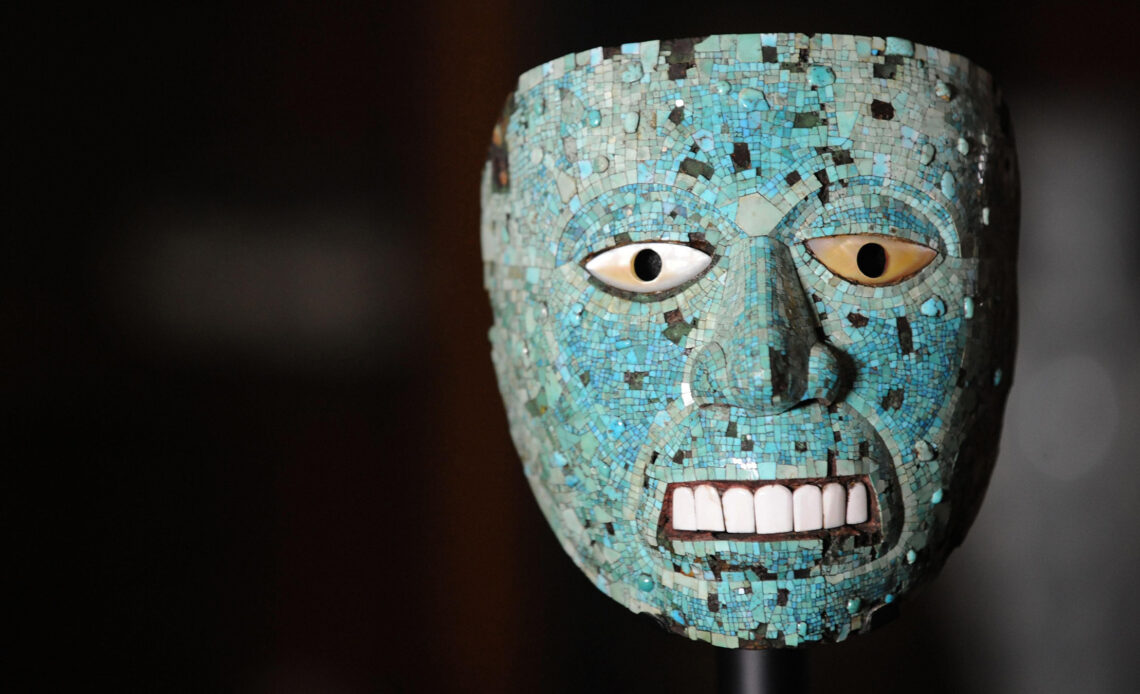 Mask of Xiuhtecuhtli: A 600-year-old mask of the Aztec fire god taken as treasure by conquistadors