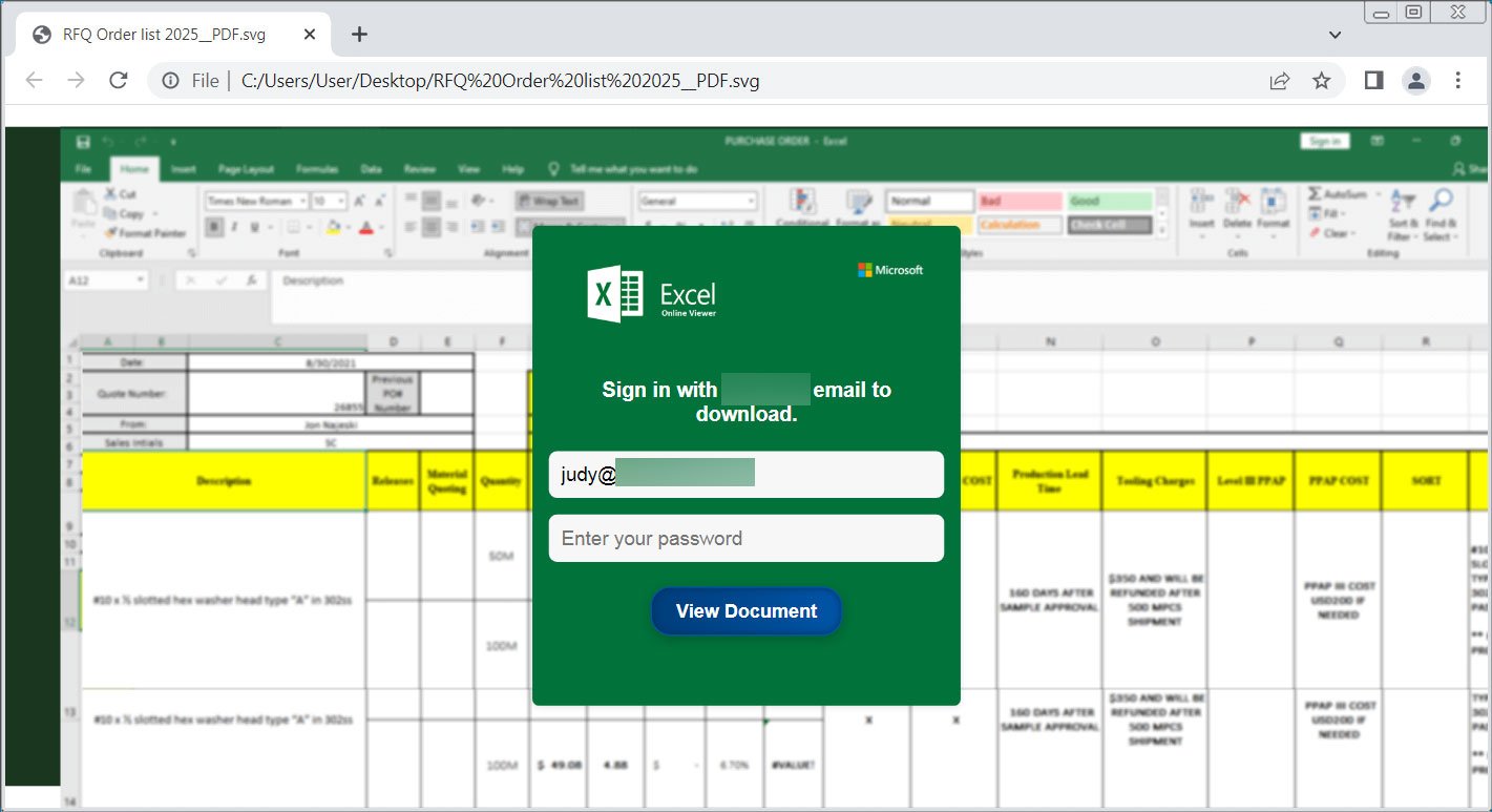 SVG attachment showing a phishing form