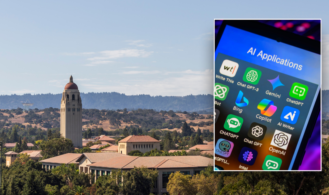 Split image of phone, Stanford