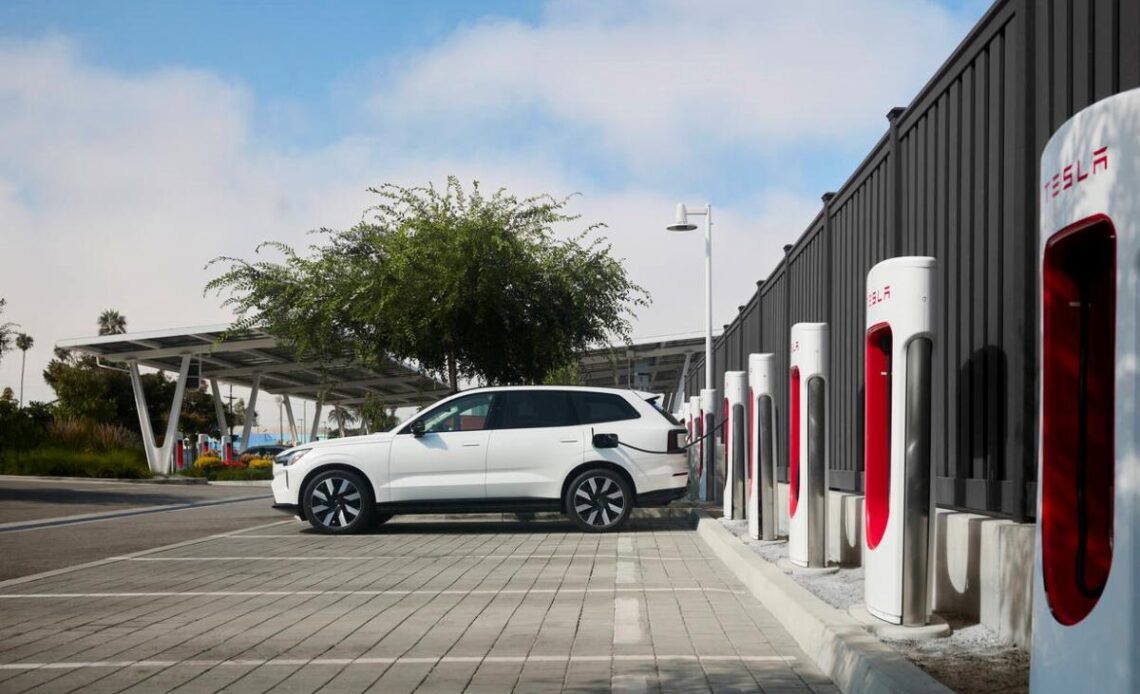 Volvo EV drivers can start using Tesla's Supercharger network this month