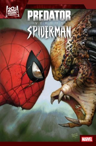 Comic book cover of a spider-themed character and a reptilian alien