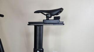 Wattbike Proton smart bike, a close-up photo of the adjustable saddle