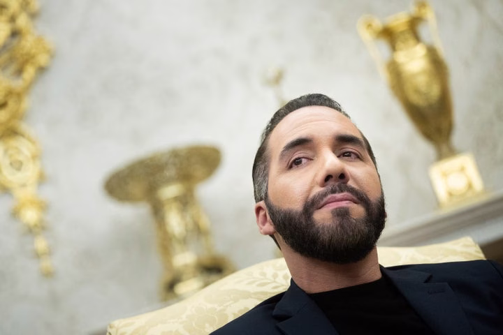 El Salvador's President Nayib Bukele meets with US President Donald Trump at the White House on April 14.