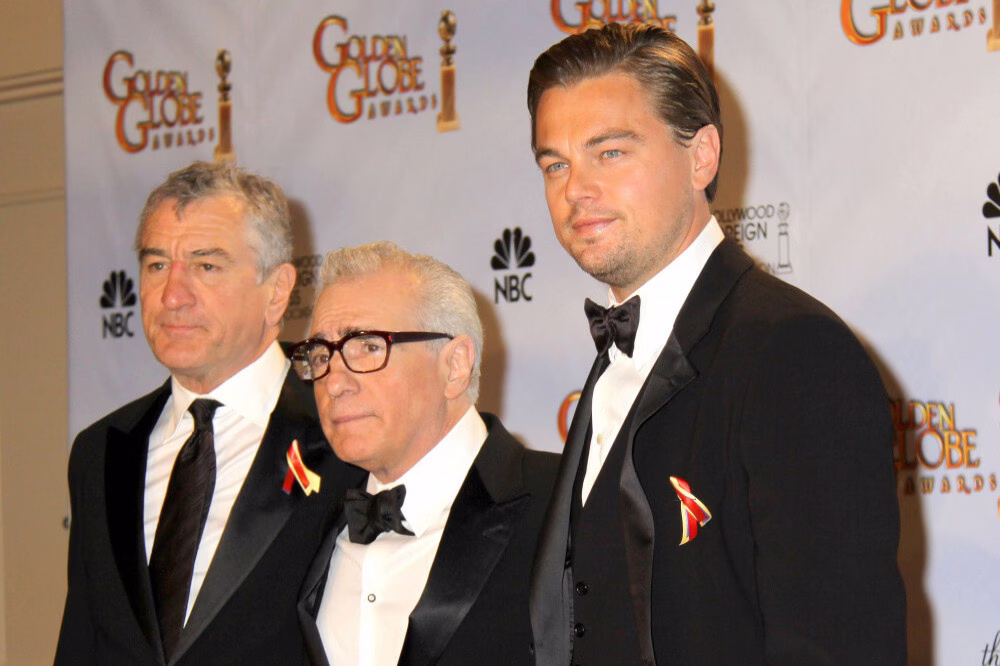 Robert De Niro and Leonardo DiCaprio with Killers of the Flower Moon director Martin Scorsese