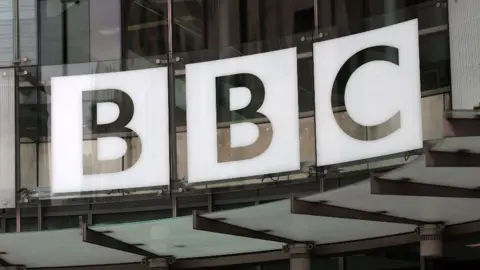 EPA BBC logo seen on the exterior of New Broadcasting House