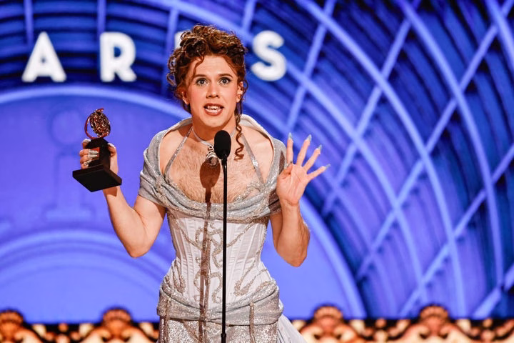 Cole Escola accepts the award for Lead Actor in a Play for "Oh, Mary!" at the 2025 Tony Awards on Sunday.
