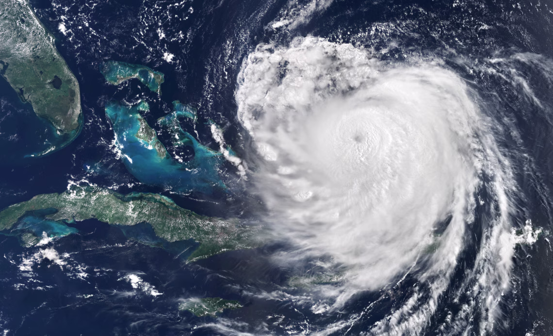 A satellite photo of Hurricane Erin in the Atlantic.